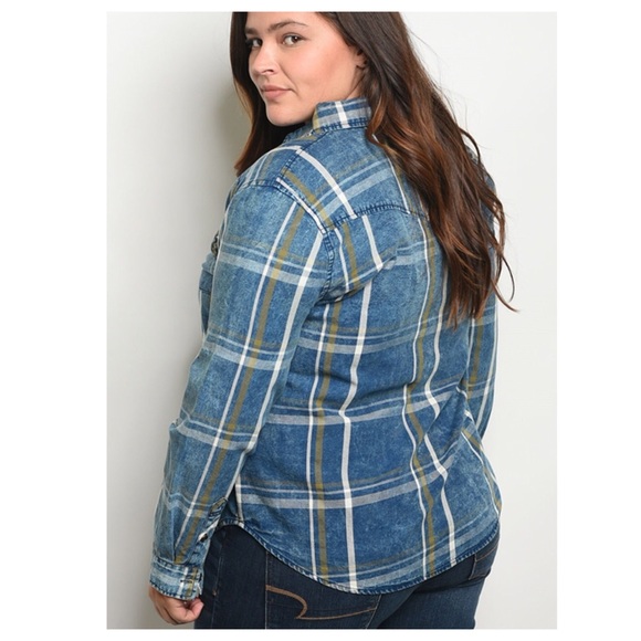 ➕Denim Checkered Top - Picture 4 of 4